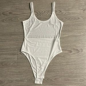 White Bodysuit with Rhinestone Detailing